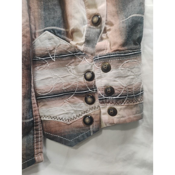 Mens B&D by Panhandle Slim Lg Long Sleeve Pearl Snap Shirt Western Wear Brown - Picture 3 of 13